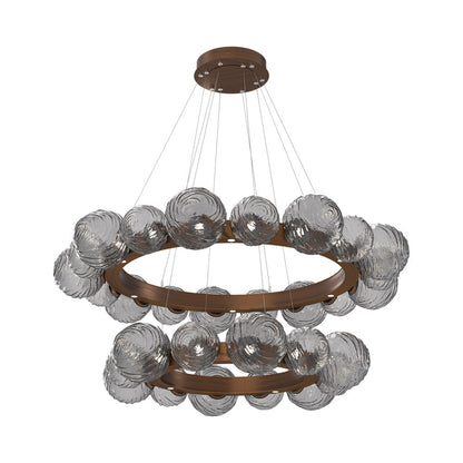 Gaia Two-Tier Radial Ring LED Chandelier in Oil Rubbed Bronze/Smoke Blown Glass.
