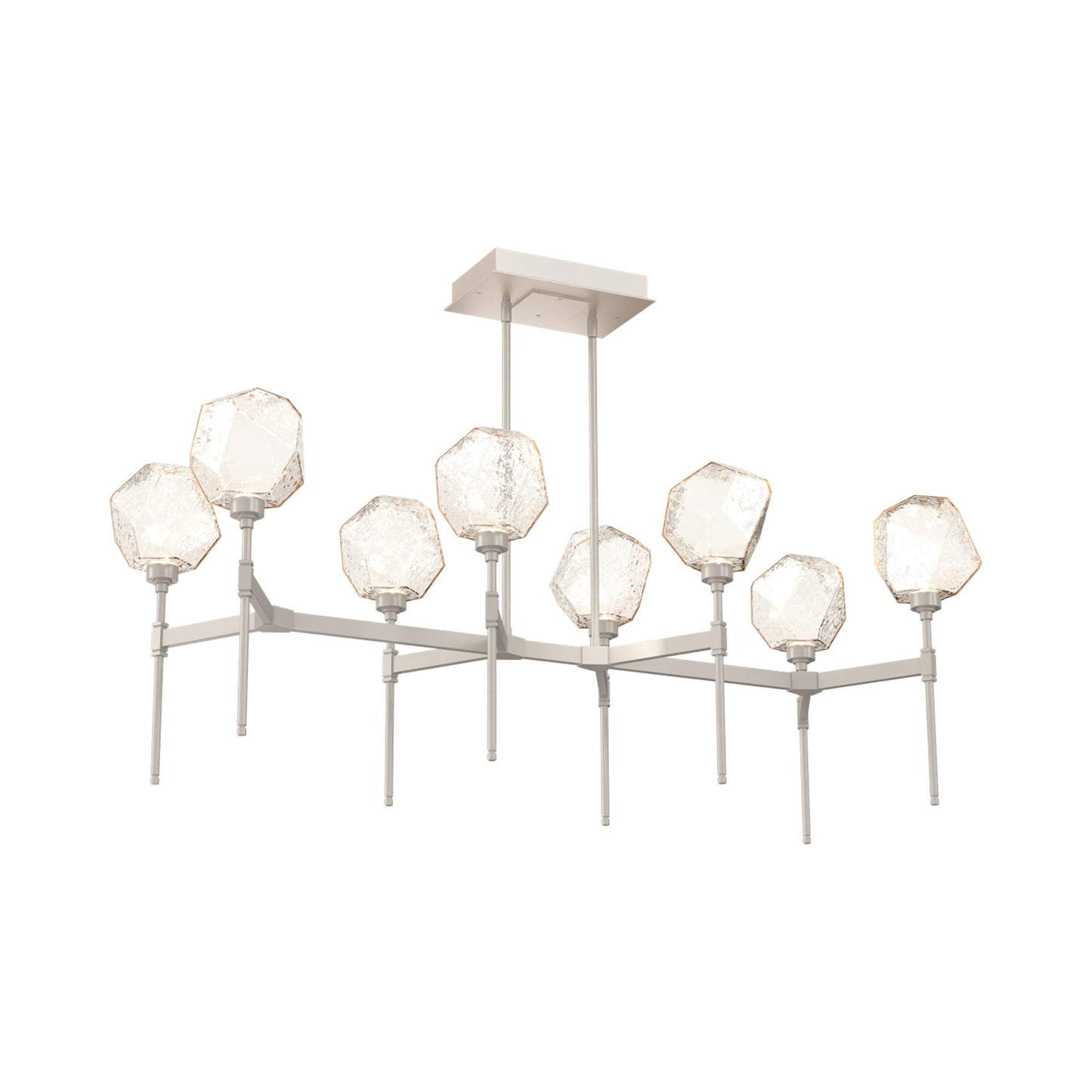 Gem Belvedere Linear LED Chandelier in Beige Silver/Amber Blown Glass (50.4-Inch).