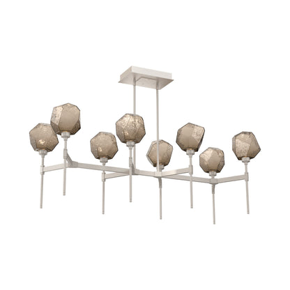 Gem Belvedere Linear LED Chandelier in Beige Silver/Bronze Blown Glass (50.4-Inch).
