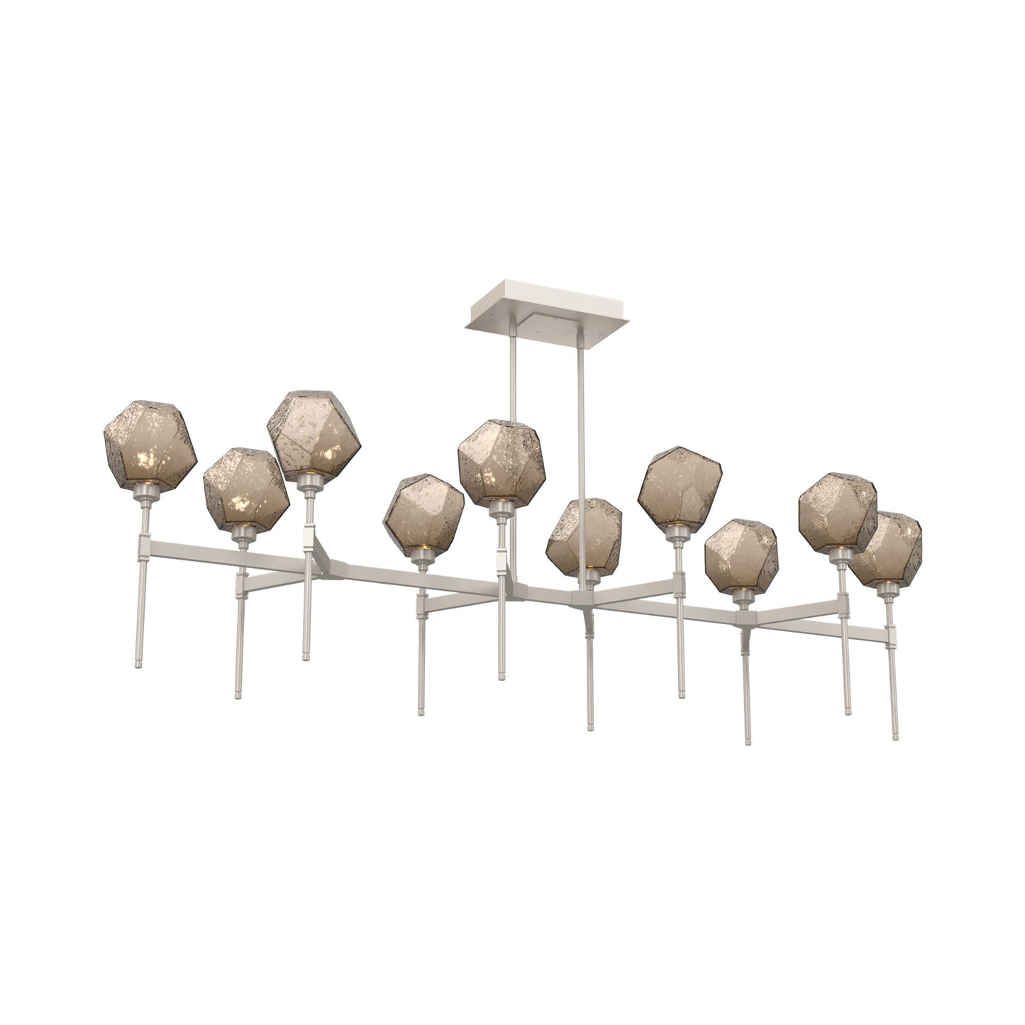 Gem Belvedere Linear LED Chandelier in Beige Silver/Bronze Blown Glass (68.9-Inch).