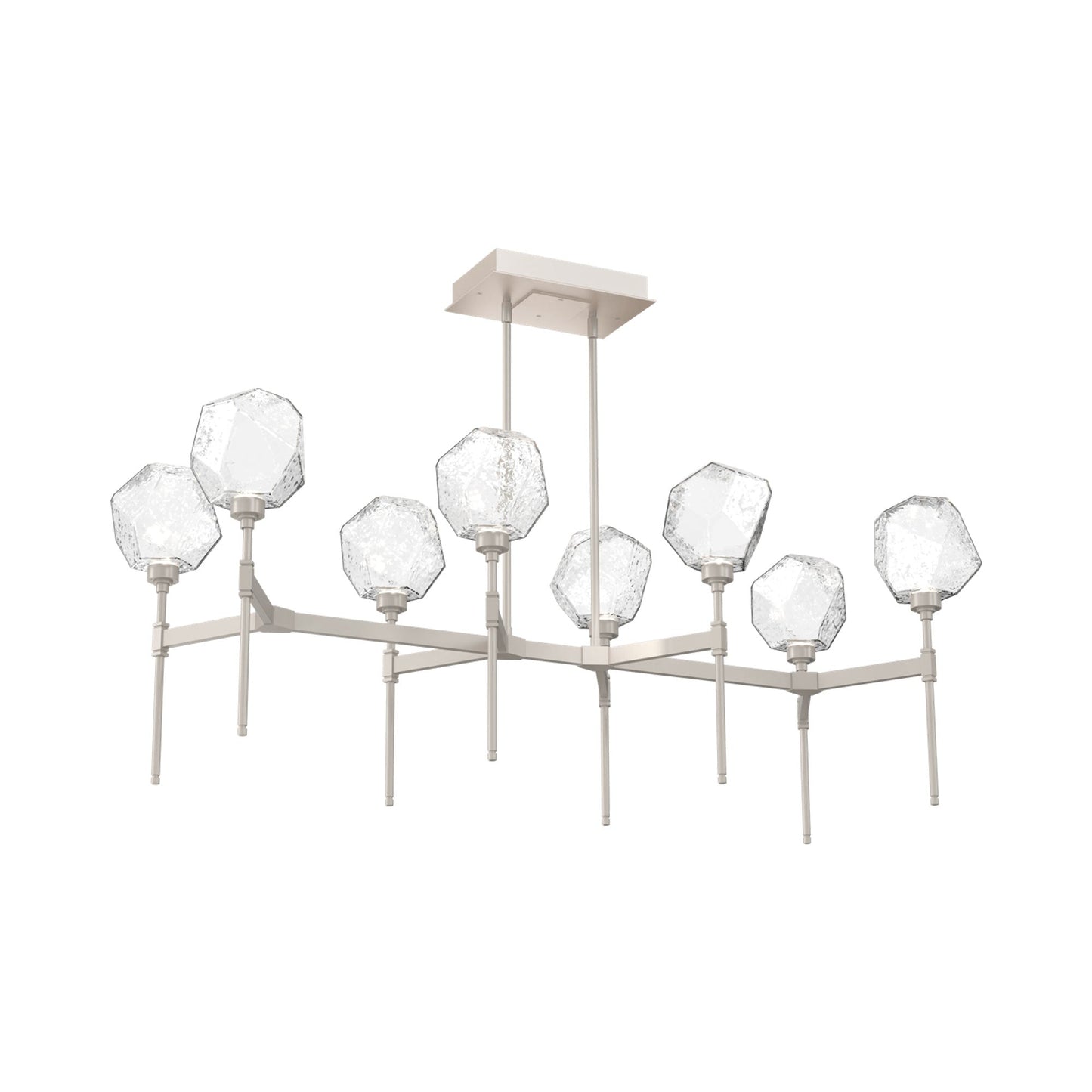 Gem Belvedere Linear LED Chandelier in Beige Silver/Clear Blown Glass (50.4-Inch).