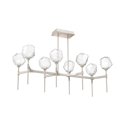Gem Belvedere Linear LED Chandelier in Beige Silver/Clear Blown Glass (50.4-Inch).