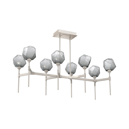 Gem Belvedere Linear LED Chandelier in Beige Silver/Smoke Blown Glass (50.4-Inch).