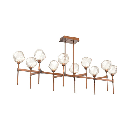 Gem Belvedere Linear LED Chandelier in Burnished Bronze/Amber Blown Glass (68.9-Inch).