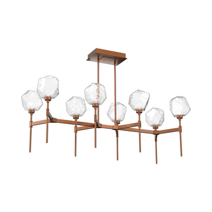Gem Belvedere Linear LED Chandelier in Burnished Bronze/Clear Blown Glass (50.4-Inch).