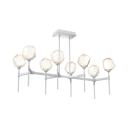 Gem Belvedere Linear LED Chandelier in Classic Silver/Amber Blown Glass (50.4-Inch).