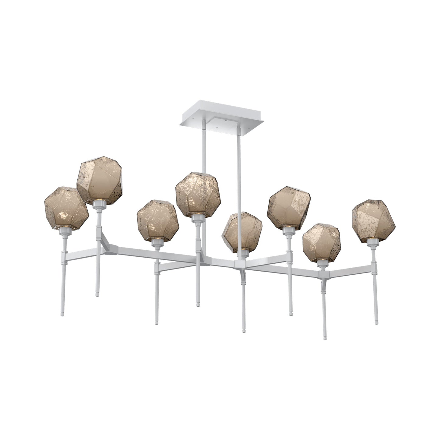 Gem Belvedere Linear LED Chandelier in Classic Silver/Bronze Blown Glass (50.4-Inch).