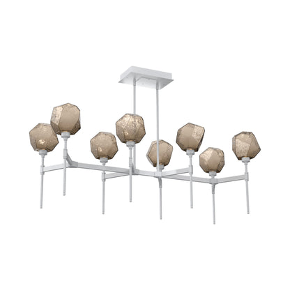 Gem Belvedere Linear LED Chandelier in Classic Silver/Bronze Blown Glass (50.4-Inch).