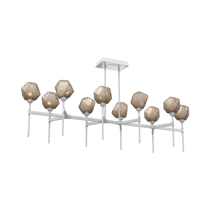 Gem Belvedere Linear LED Chandelier in Classic Silver/Bronze Blown Glass (68.9-Inch).