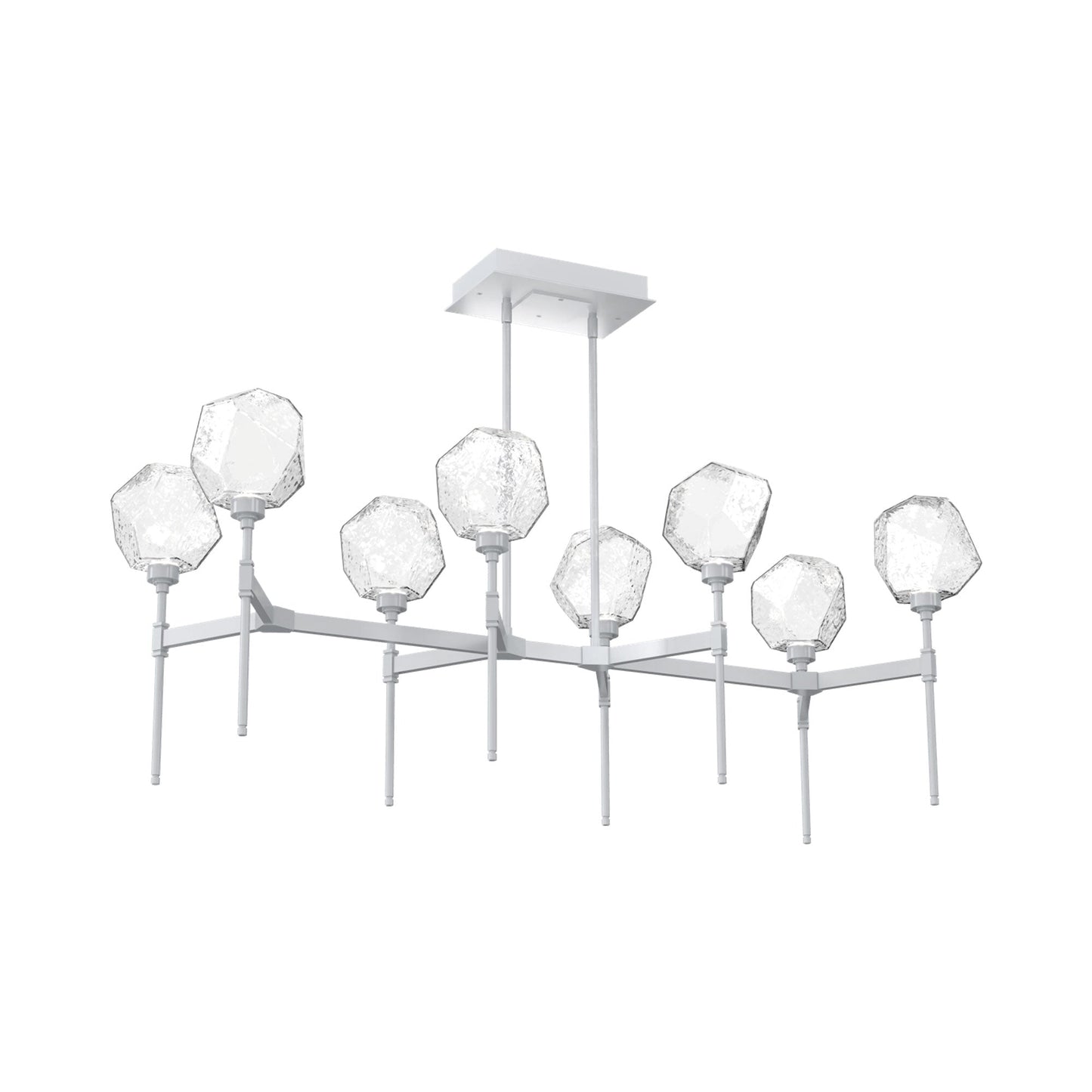 Gem Belvedere Linear LED Chandelier in Classic Silver/Clear Blown Glass (50.4-Inch).