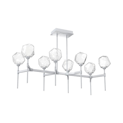 Gem Belvedere Linear LED Chandelier in Classic Silver/Clear Blown Glass (50.4-Inch).