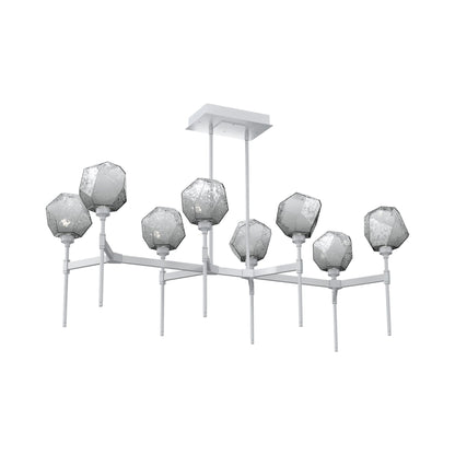 Gem Belvedere Linear LED Chandelier in Classic Silver/Smoke Blown Glass (50.4-Inch).