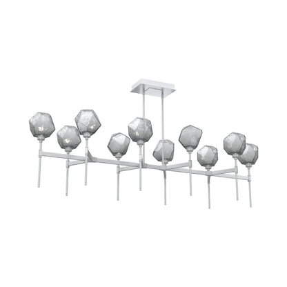 Gem Belvedere Linear LED Chandelier in Classic Silver/Smoke Blown Glass (68.9-Inch).
