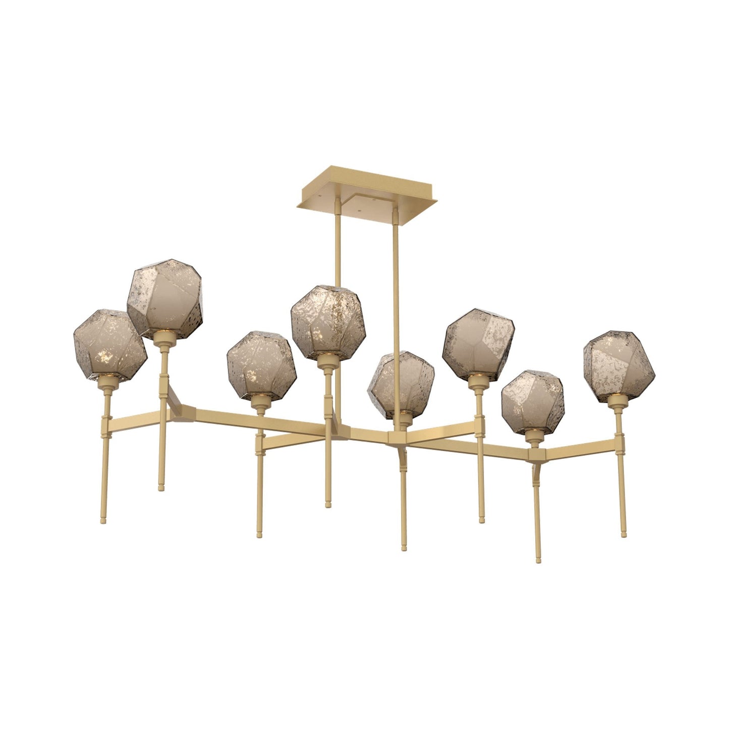 Gem Belvedere Linear LED Chandelier in Gilded Brass/Bronze Blown Glass (50.4-Inch).