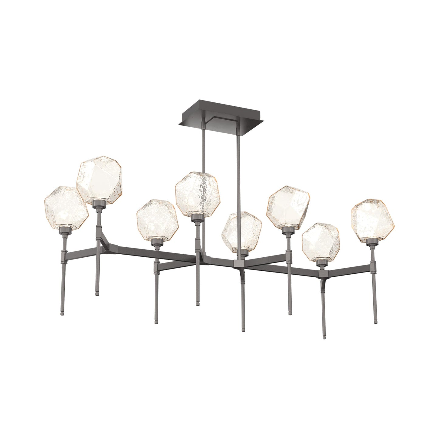 Gem Belvedere Linear LED Chandelier in Graphite/Amber Blown Glass (50.4-Inch).