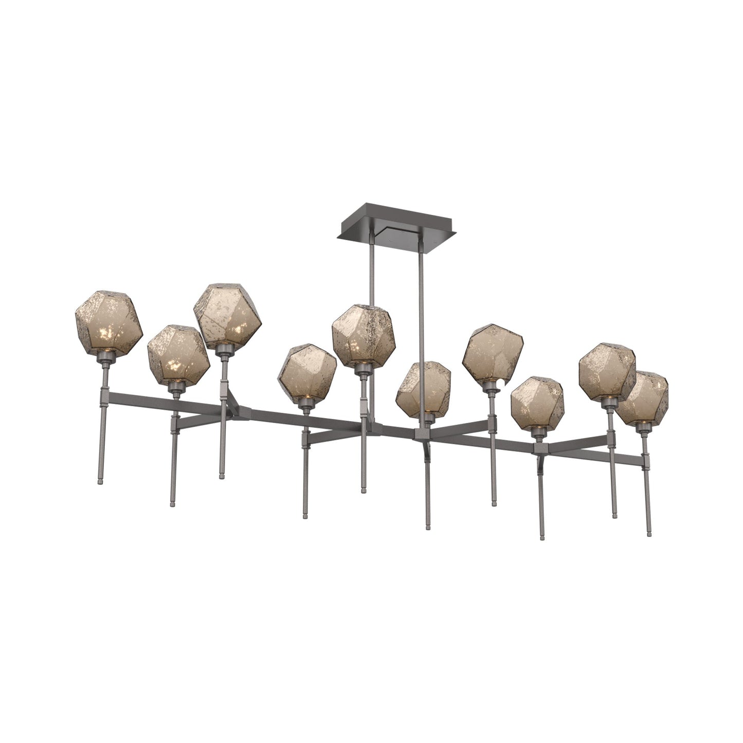 Gem Belvedere Linear LED Chandelier in Graphite/Bronze Blown Glass (68.9-Inch).