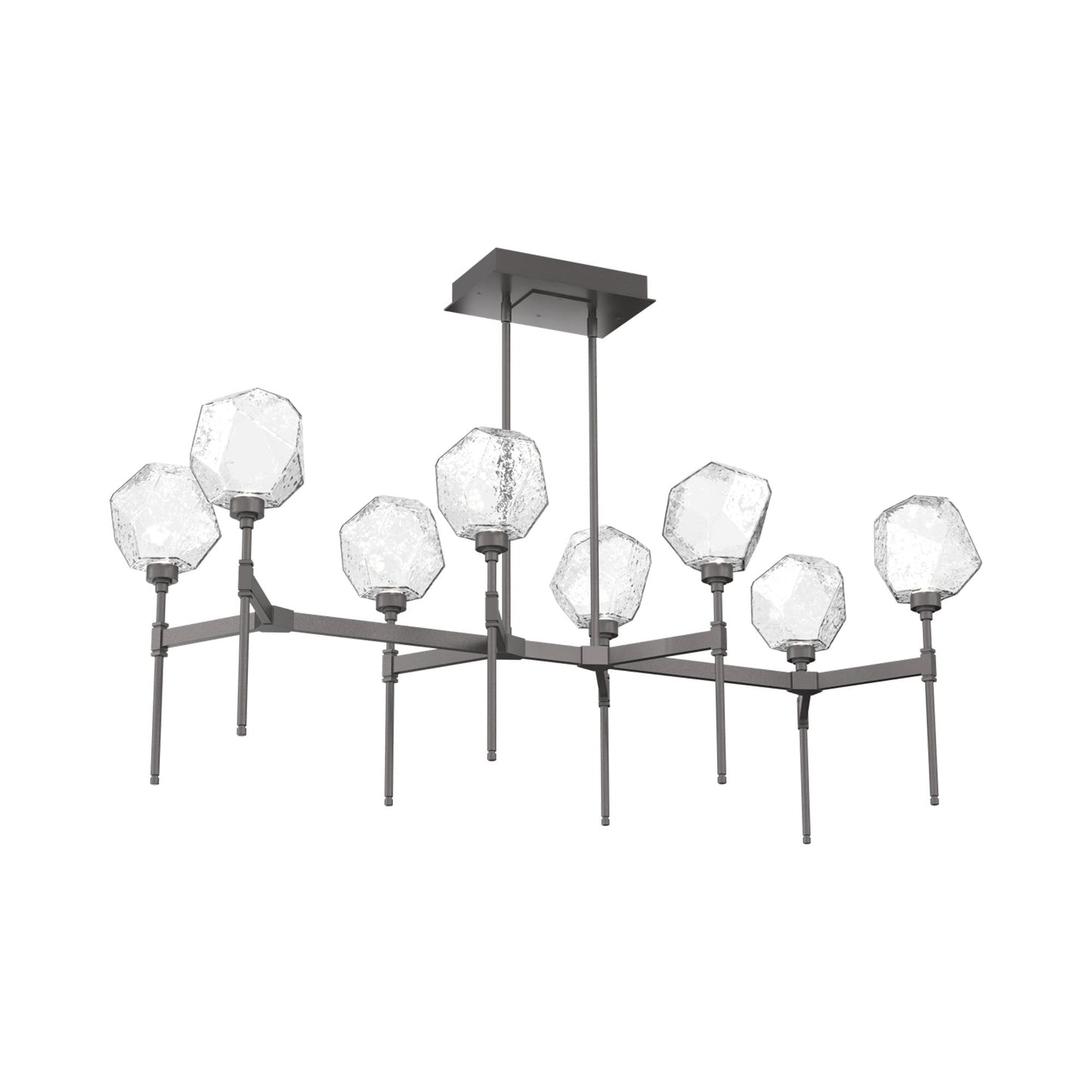 Gem Belvedere Linear LED Chandelier in Graphite/Clear Blown Glass (50.4-Inch).