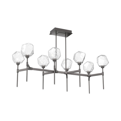 Gem Belvedere Linear LED Chandelier in Graphite/Clear Blown Glass (50.4-Inch).