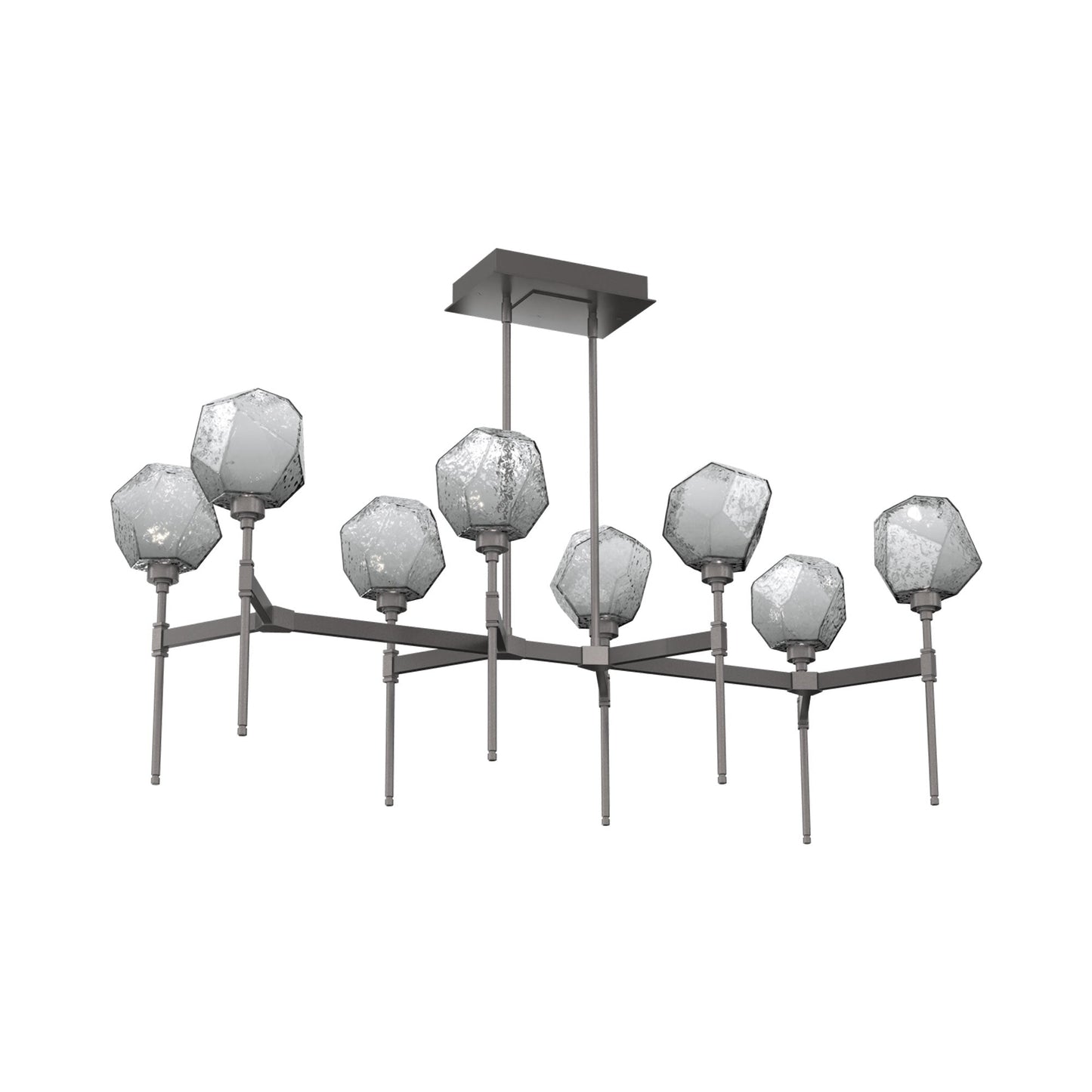 Gem Belvedere Linear LED Chandelier in Graphite/Smoke Blown Glass (50.4-Inch).