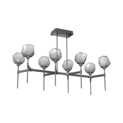 Gem Belvedere Linear LED Chandelier in Graphite/Smoke Blown Glass (50.4-Inch).