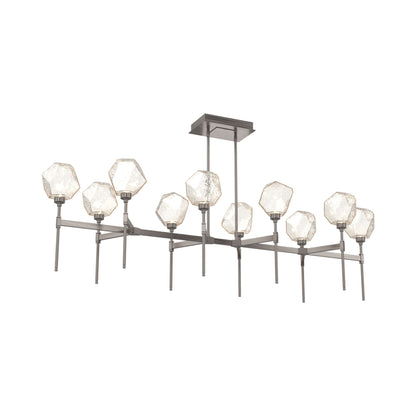 Gem Belvedere Linear LED Chandelier in Gunmetal/Amber Blown Glass (68.9-Inch).