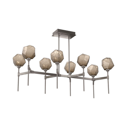 Gem Belvedere Linear LED Chandelier in Gunmetal/Bronze Blown Glass (50.4-Inch).