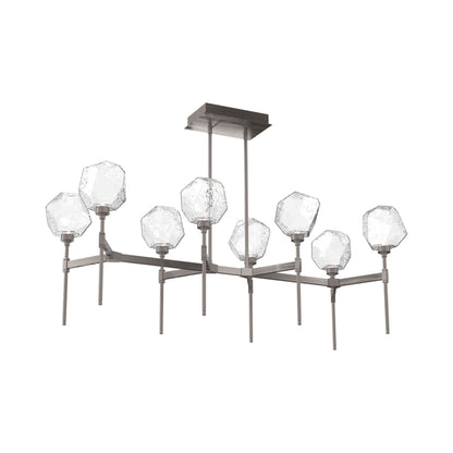 Gem Belvedere Linear LED Chandelier in Gunmetal/Clear Blown Glass (50.4-Inch).