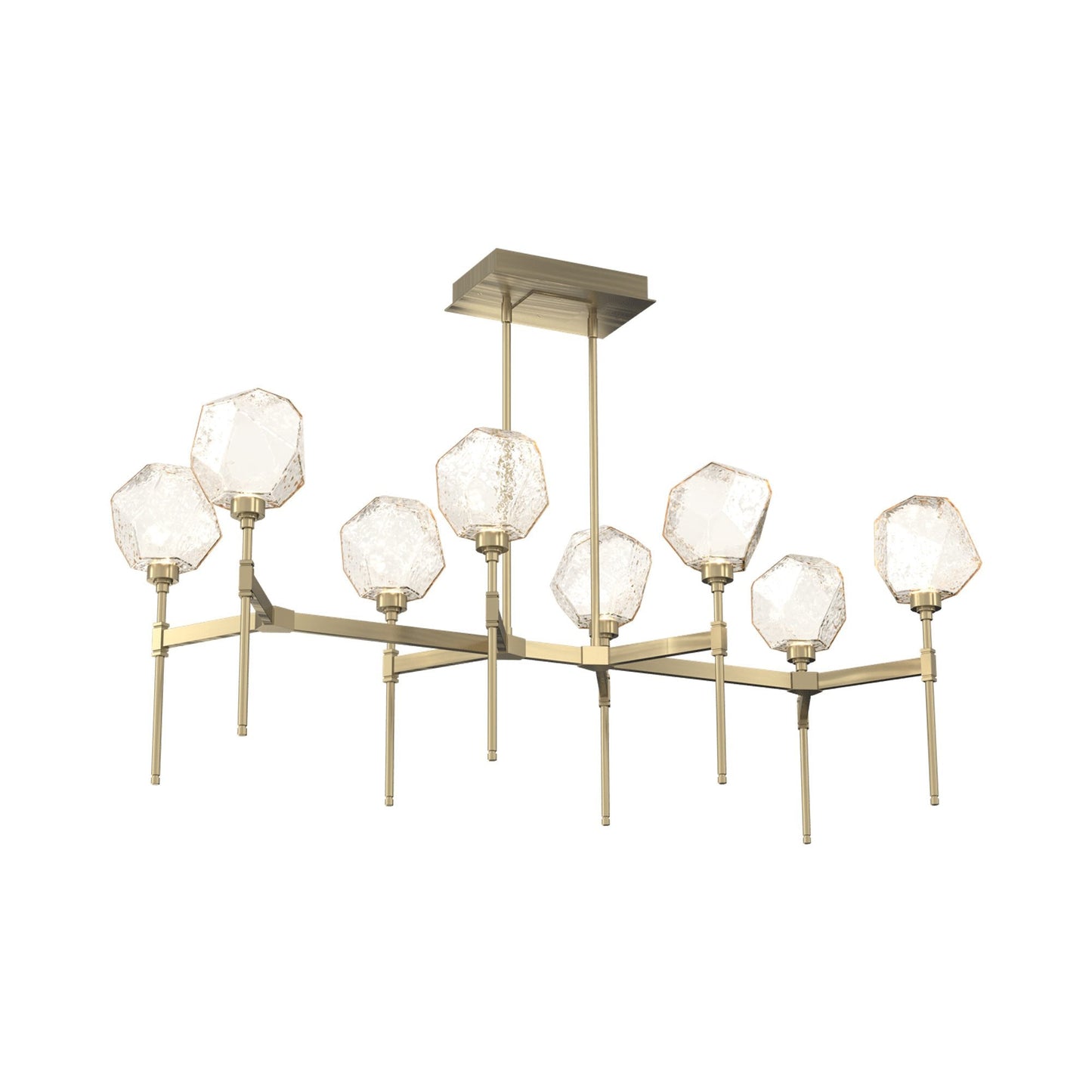 Gem Belvedere Linear LED Chandelier in Heritage Brass/Amber Blown Glass (50.4-Inch).