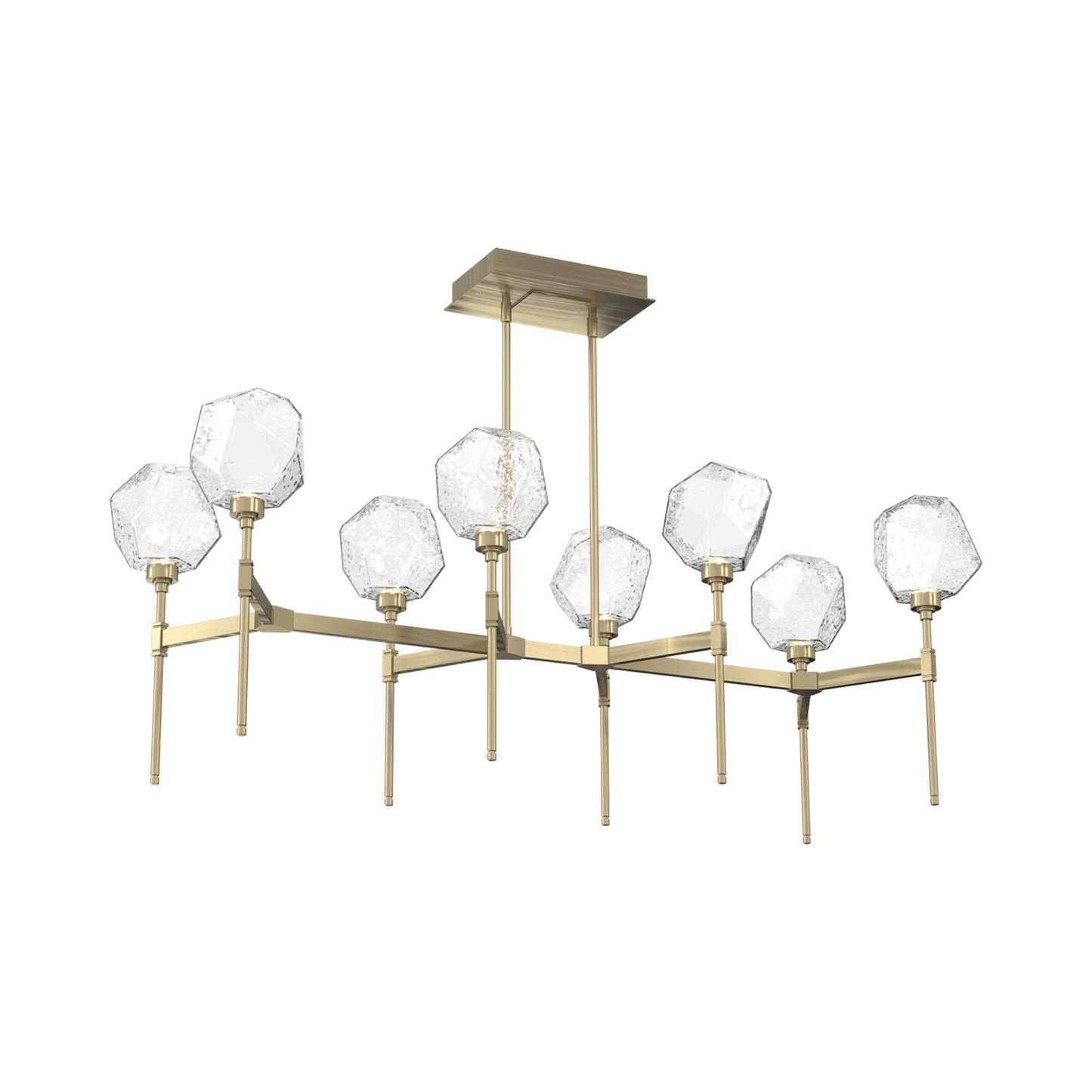 Gem Belvedere Linear LED Chandelier in Heritage Brass/Clear Blown Glass (50.4-Inch).