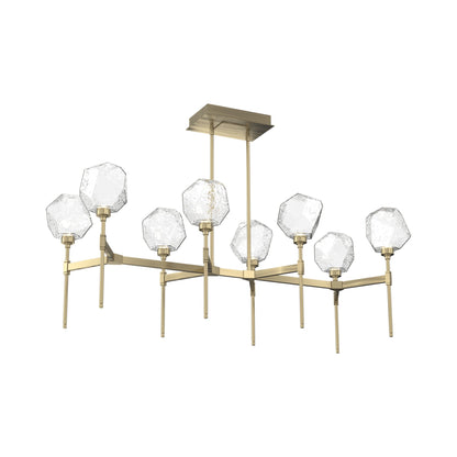 Gem Belvedere Linear LED Chandelier in Heritage Brass/Clear Blown Glass (50.4-Inch).