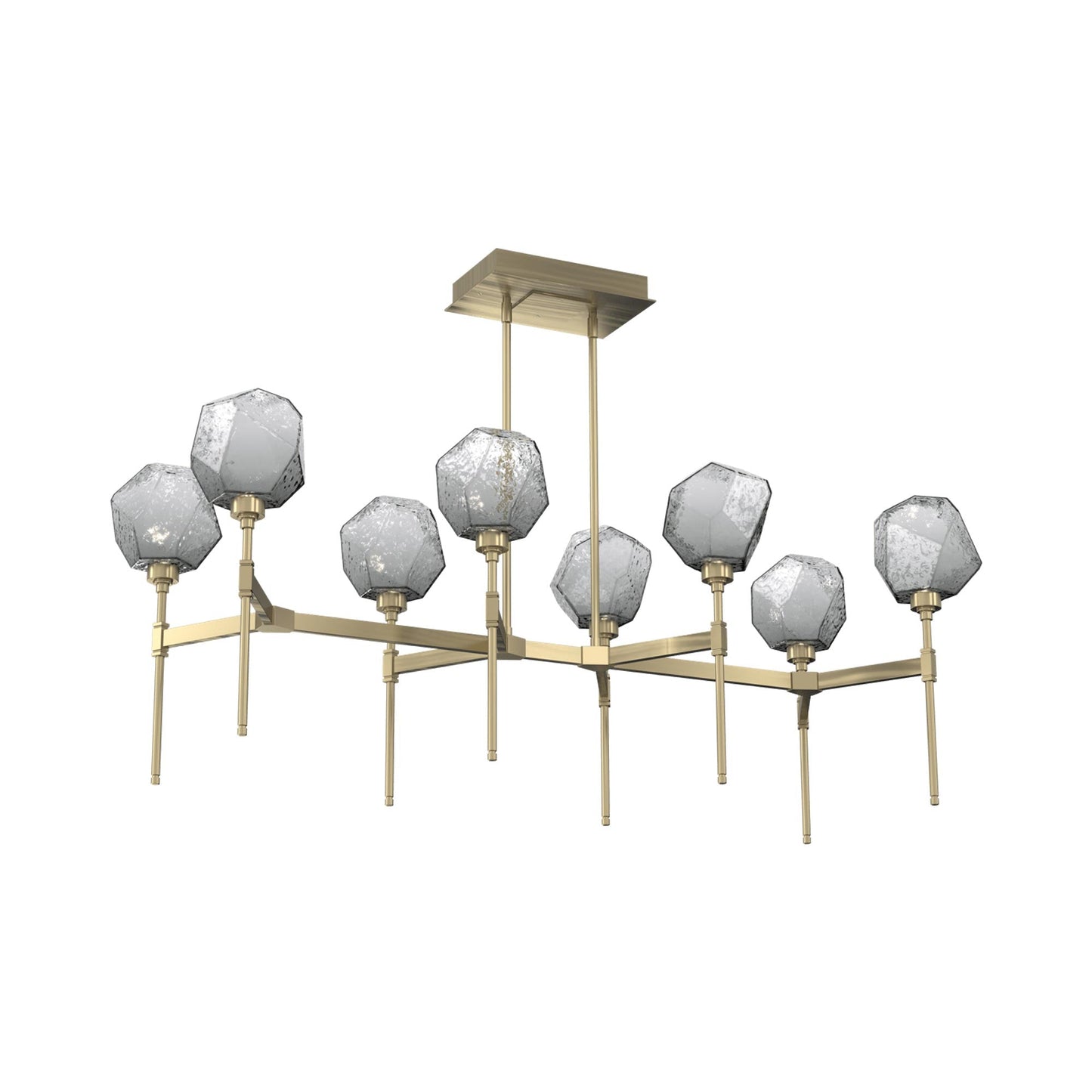 Gem Belvedere Linear LED Chandelier in Heritage Brass/Smoke Blown Glass (50.4-Inch).