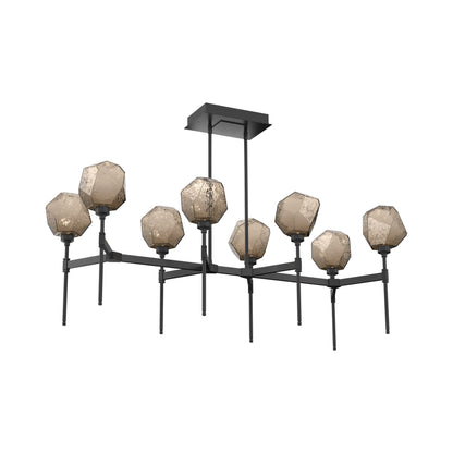Gem Belvedere Linear LED Chandelier in Matte Black/Bronze Blown Glass (50.4-Inch).