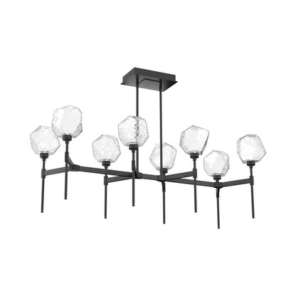 Gem Belvedere Linear LED Chandelier in Matte Black/Clear Blown Glass (50.4-Inch).