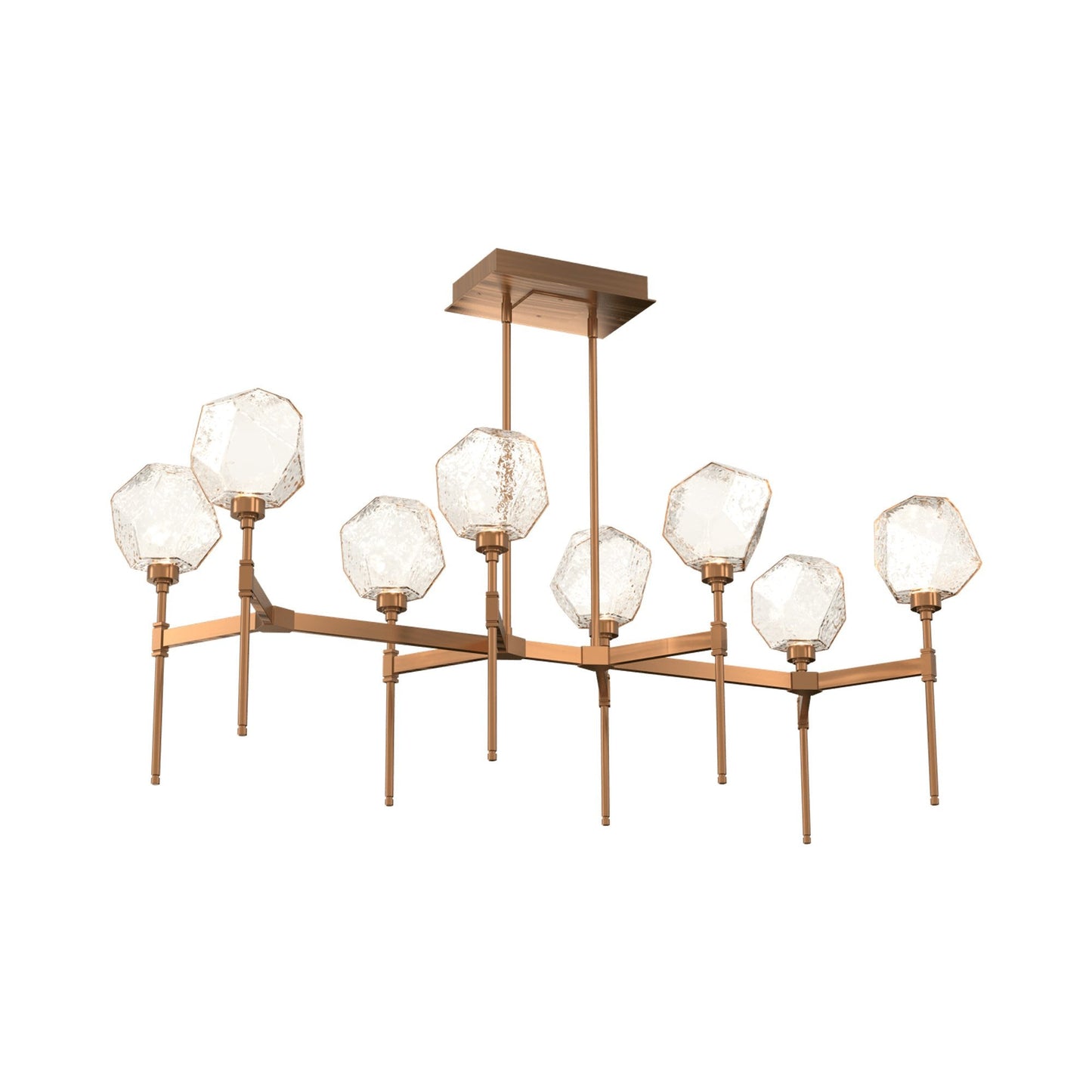 Gem Belvedere Linear LED Chandelier in Oil Rubbed Bronze/Amber Blown Glass (50.4-Inch).