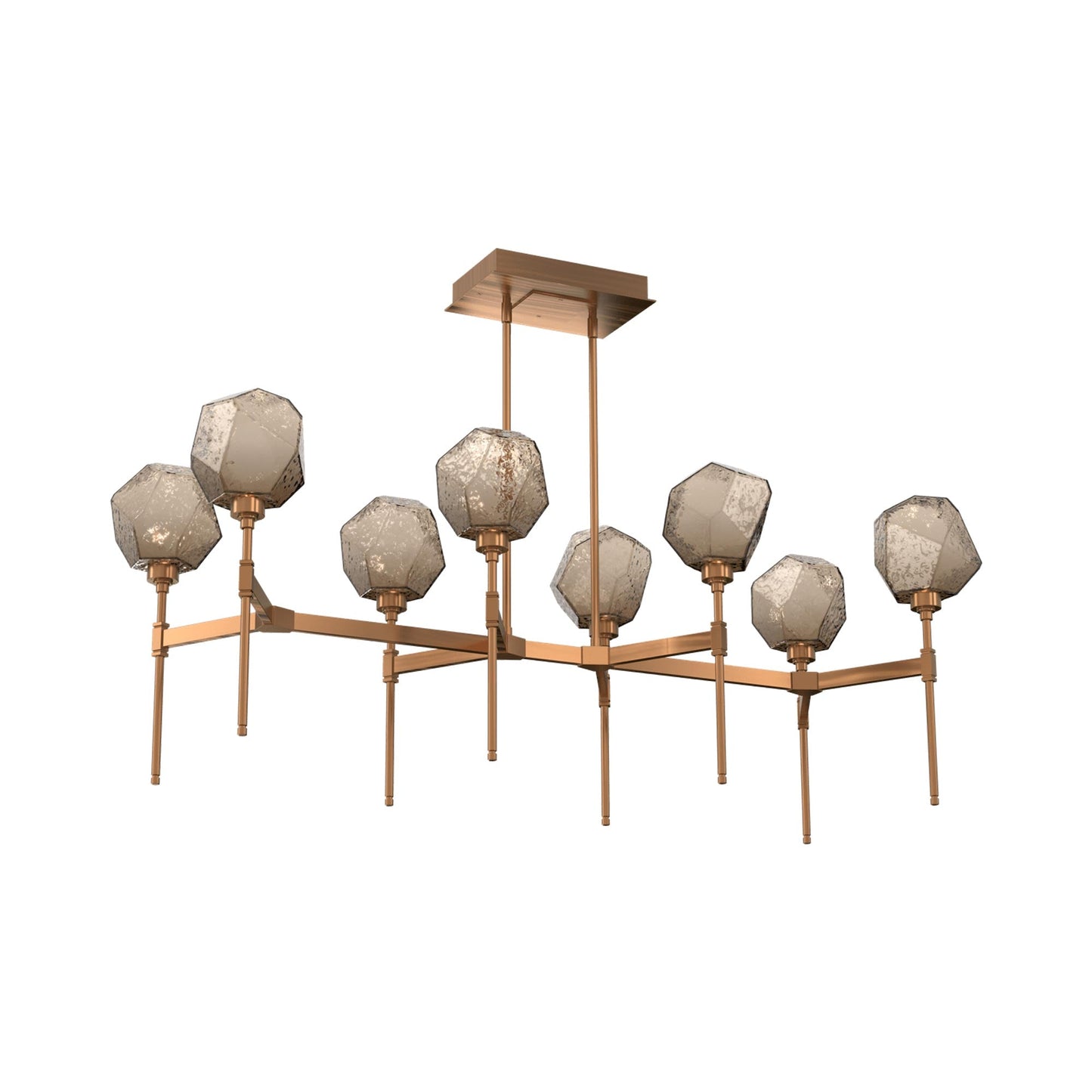 Gem Belvedere Linear LED Chandelier in Oil Rubbed Bronze/Bronze Blown Glass (50.4-Inch).