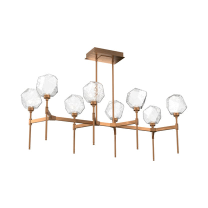 Gem Belvedere Linear LED Chandelier in Oil Rubbed Bronze/Clear Blown Glass (50.4-Inch).