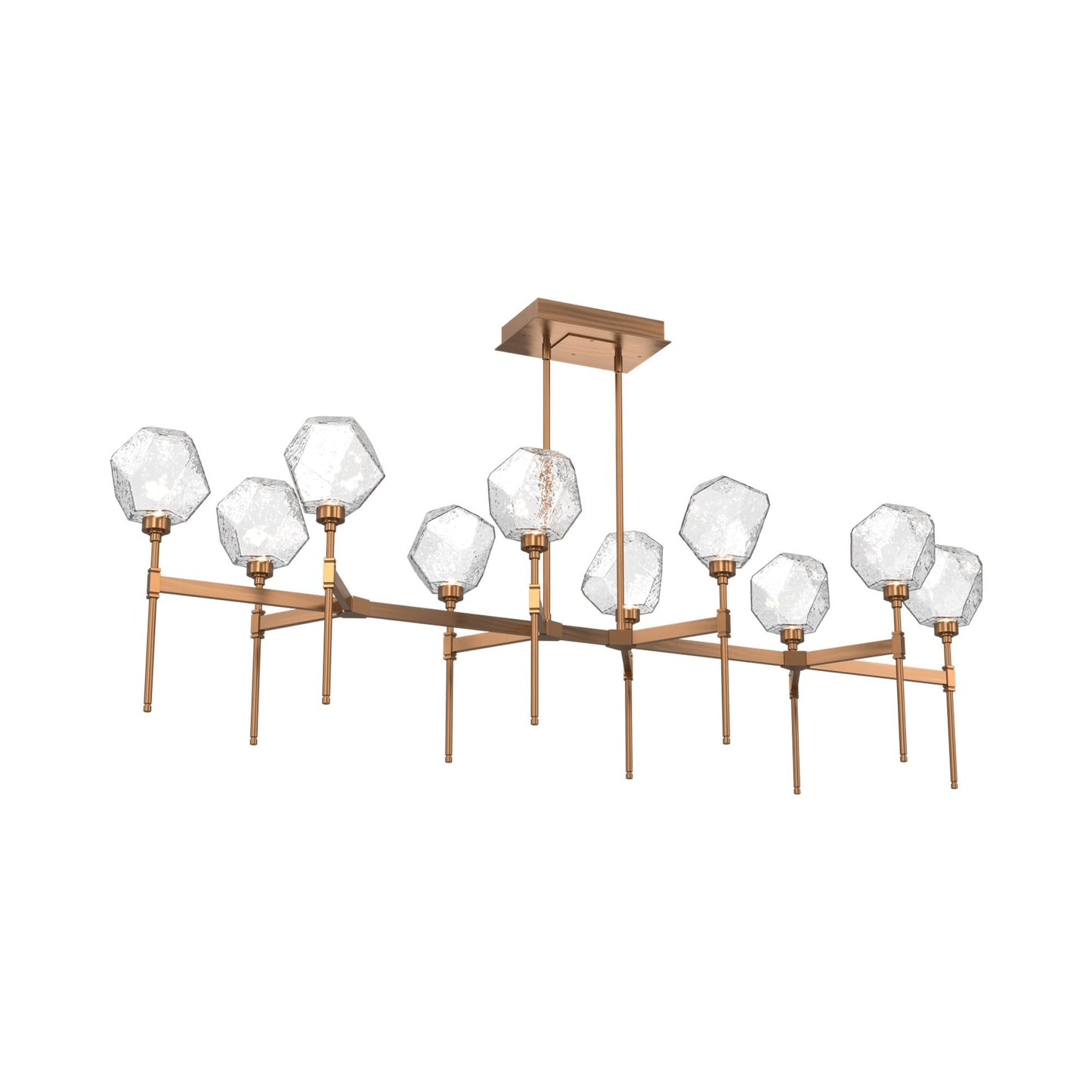 Gem Belvedere Linear LED Chandelier in Oil Rubbed Bronze/Clear Blown Glass (68.9-Inch).