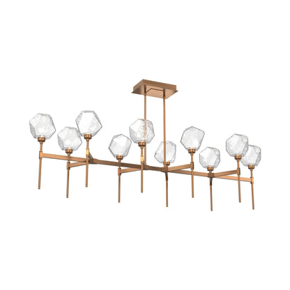 Gem Belvedere Linear LED Chandelier in Oil Rubbed Bronze/Clear Blown Glass (68.9-Inch).