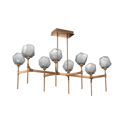 Gem Belvedere Linear LED Chandelier in Oil Rubbed Bronze/Smoke Blown Glass (50.4-Inch).