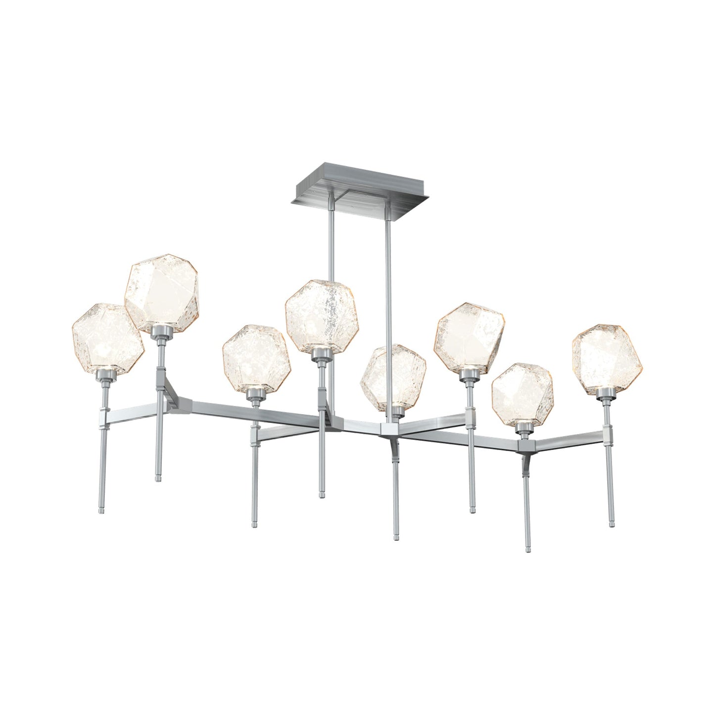 Gem Belvedere Linear LED Chandelier in Satin Nickel/Amber Blown Glass (50.4-Inch).