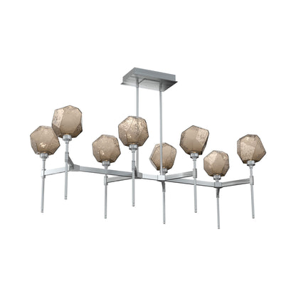 Gem Belvedere Linear LED Chandelier in Satin Nickel/Bronze Blown Glass (50.4-Inch).