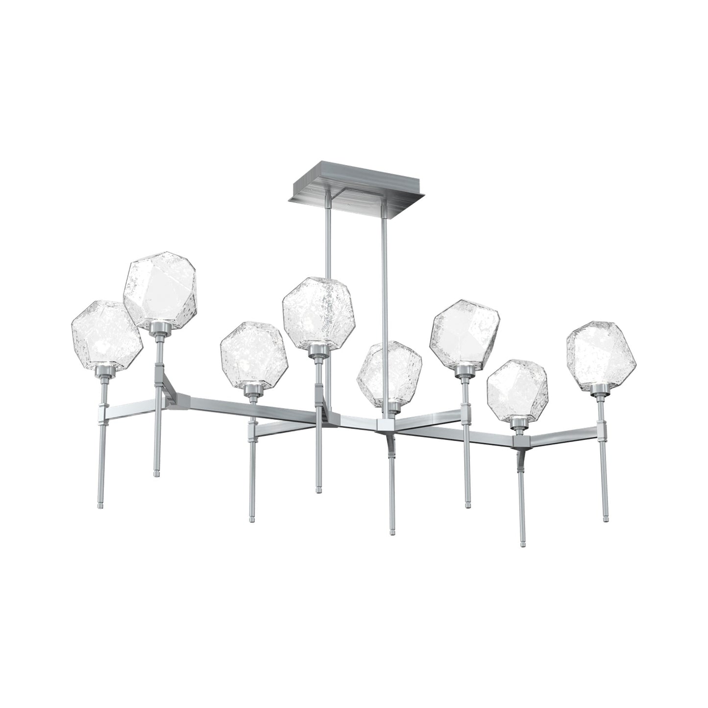 Gem Belvedere Linear LED Chandelier in Satin Nickel/Clear Blown Glass (50.4-Inch).