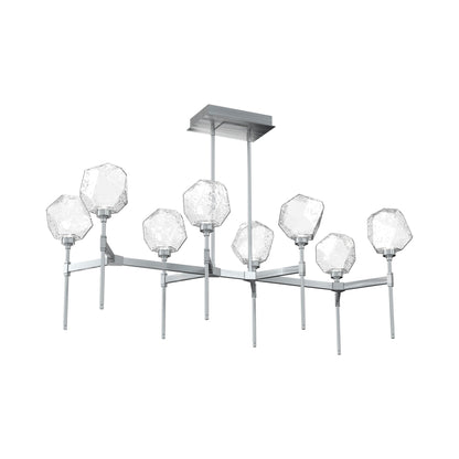 Gem Belvedere Linear LED Chandelier in Satin Nickel/Clear Blown Glass (50.4-Inch).