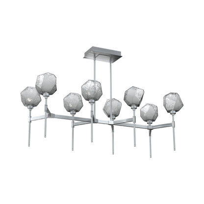 Gem Belvedere Linear LED Chandelier in Satin Nickel/Smoke Blown Glass (50.4-Inch).