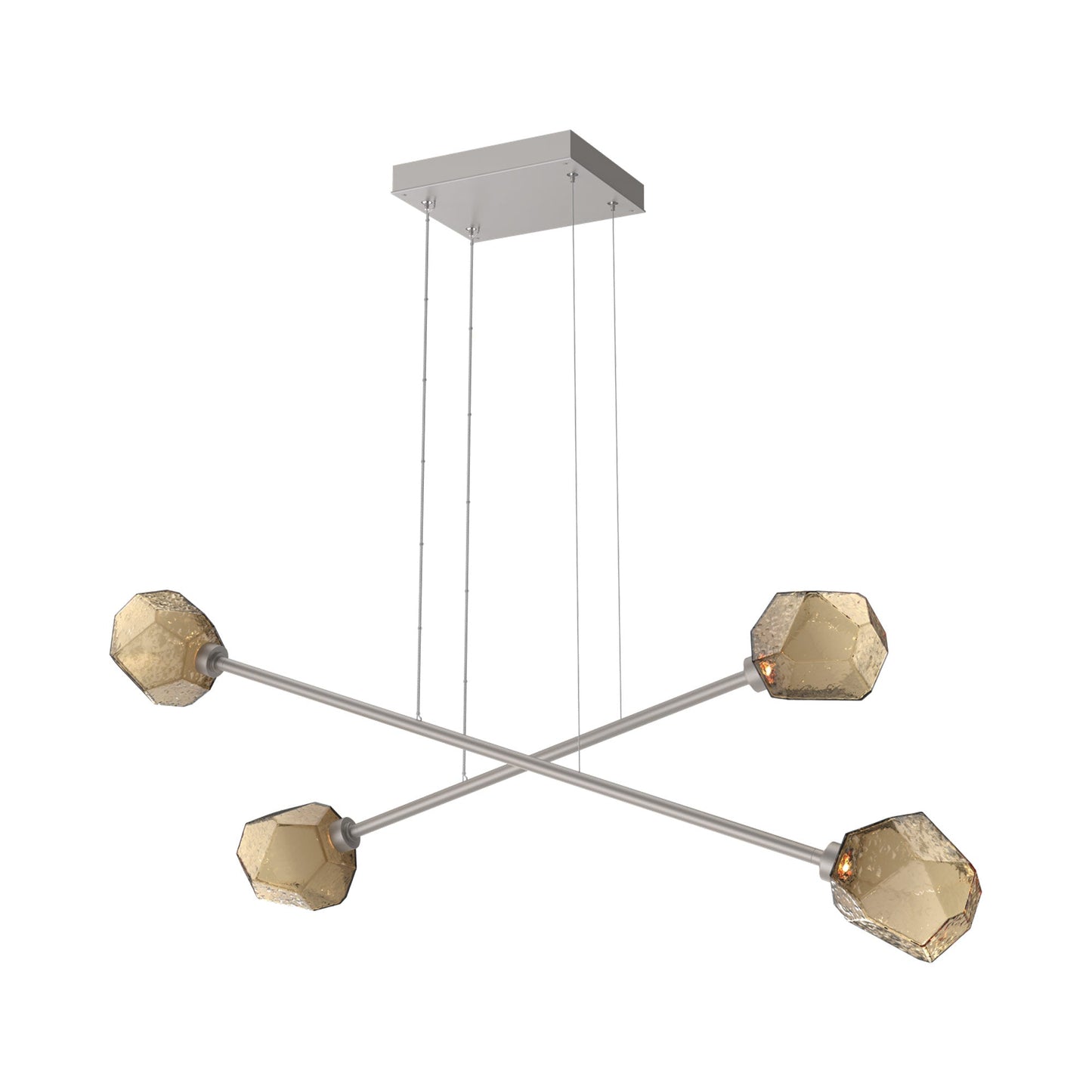 Gem Double Moda Linear LED Chandelier in Beige Silver/Bronze Blown Glass.