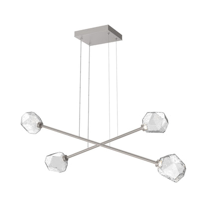 Gem Double Moda Linear LED Chandelier in Beige Silver/Clear Blown Glass.