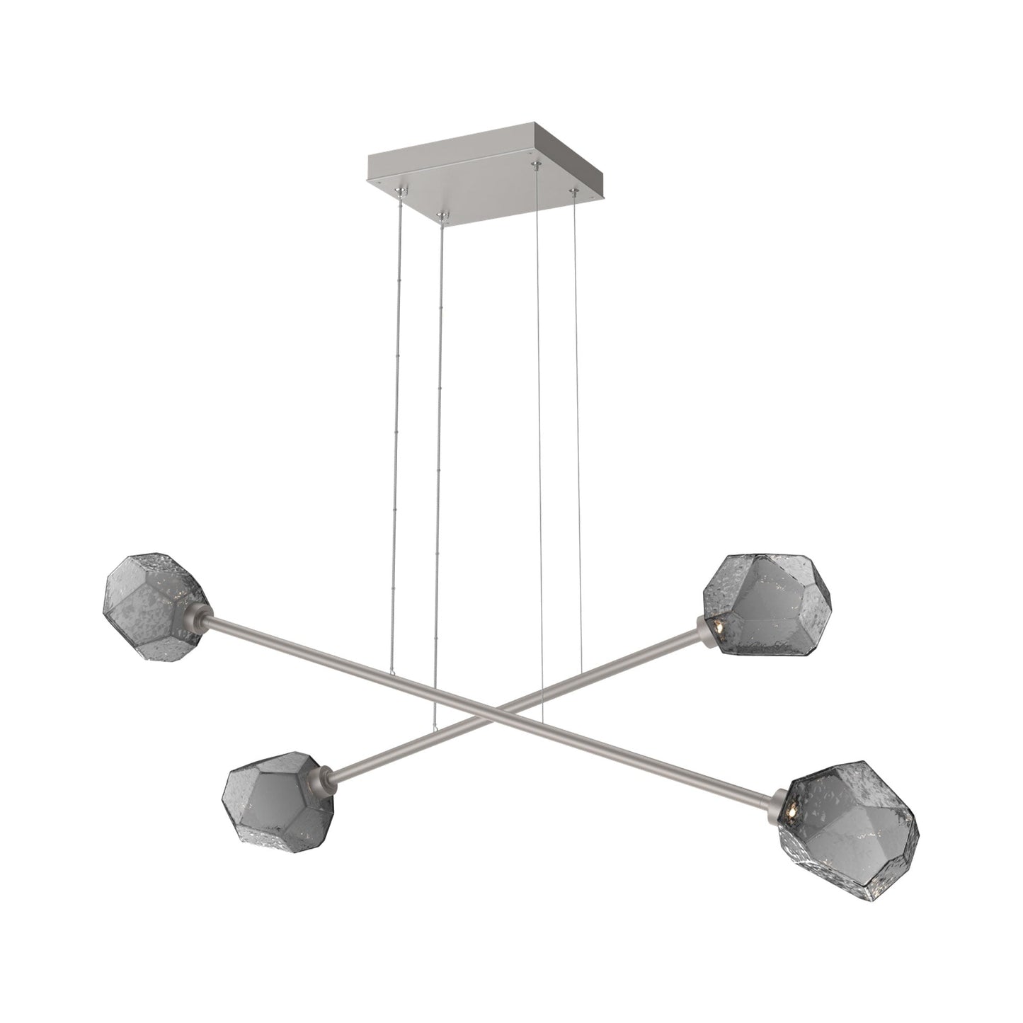 Gem Double Moda Linear LED Chandelier in Beige Silver/Smoke Blown Glass.