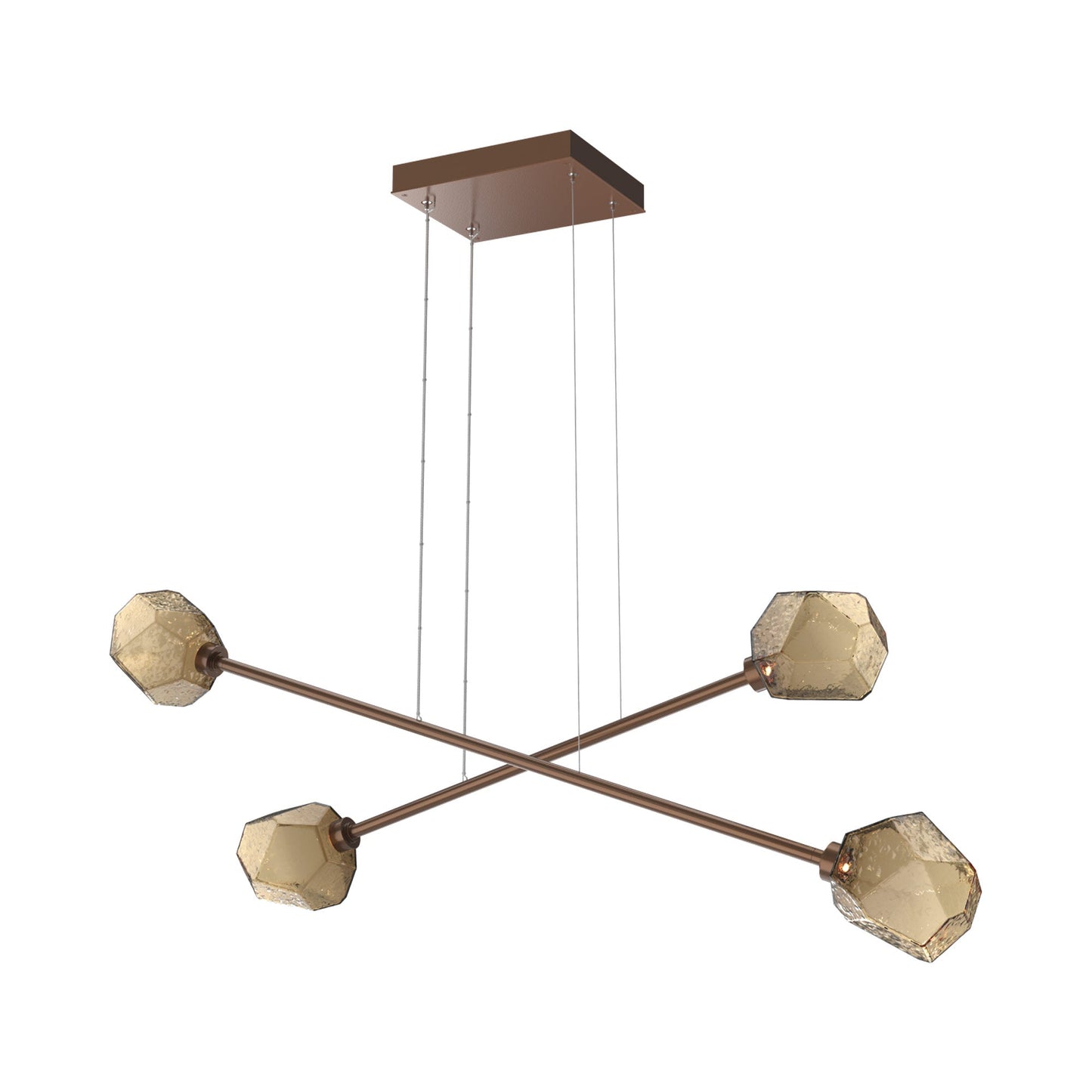 Gem Double Moda Linear LED Chandelier in Burnished Bronze/Bronze Blown Glass.