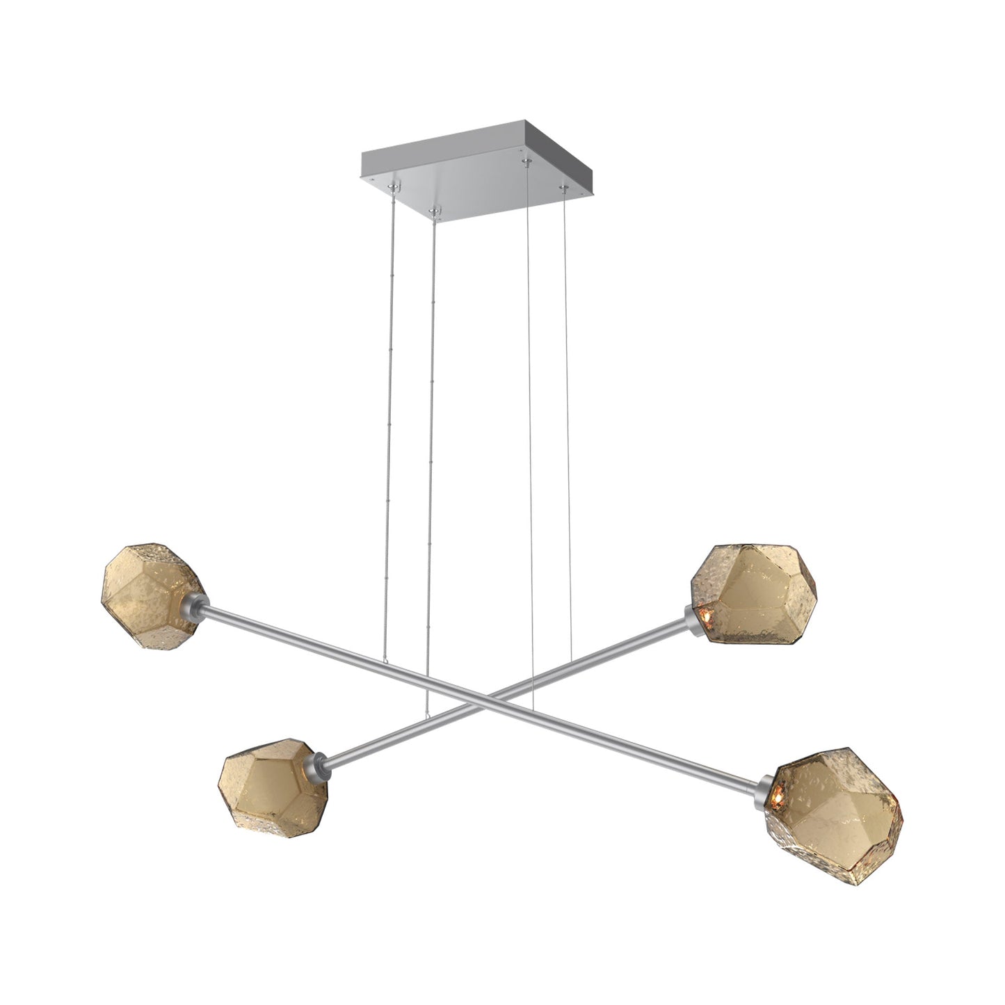 Gem Double Moda Linear LED Chandelier in Classic Silver/Bronze Blown Glass.