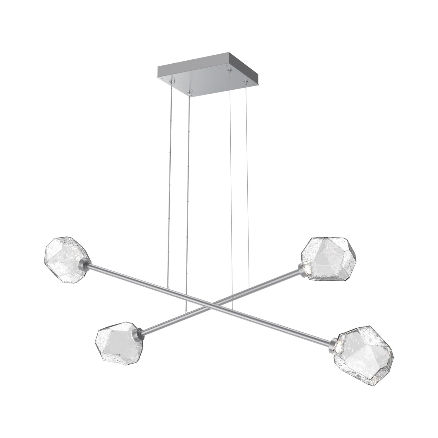 Gem Double Moda Linear LED Chandelier in Classic Silver/Clear Blown Glass.